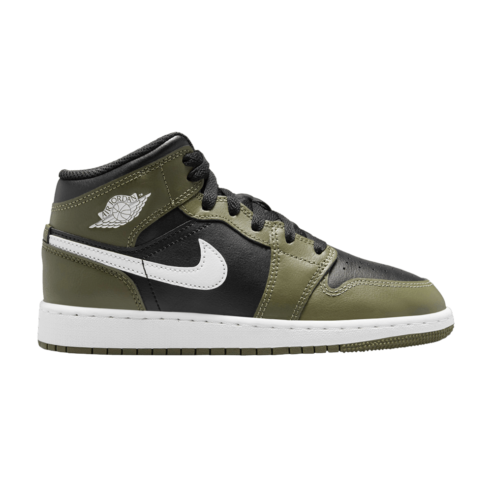 Jordan 1 Mid Black White Olive (GS)