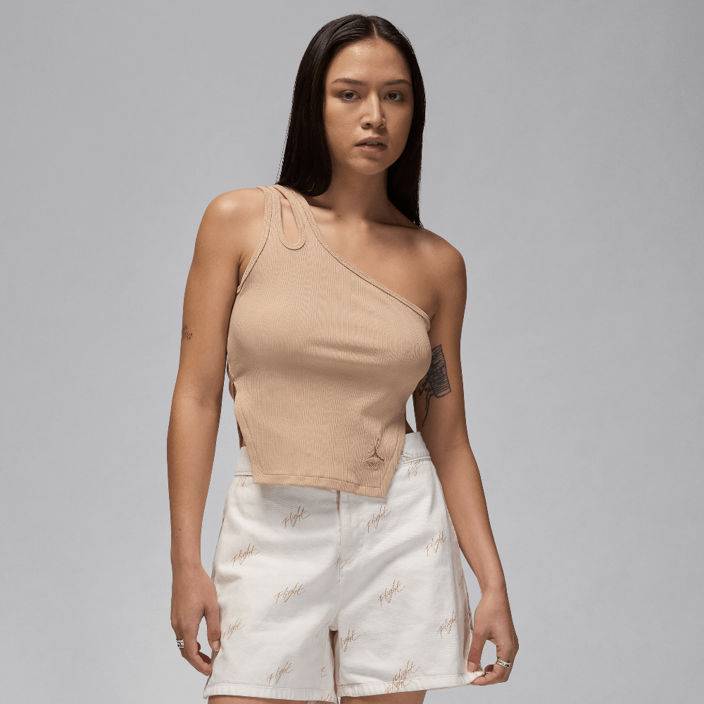 Jordan Women's Asymmetrical Ribbed Tank Legend Medium Brown