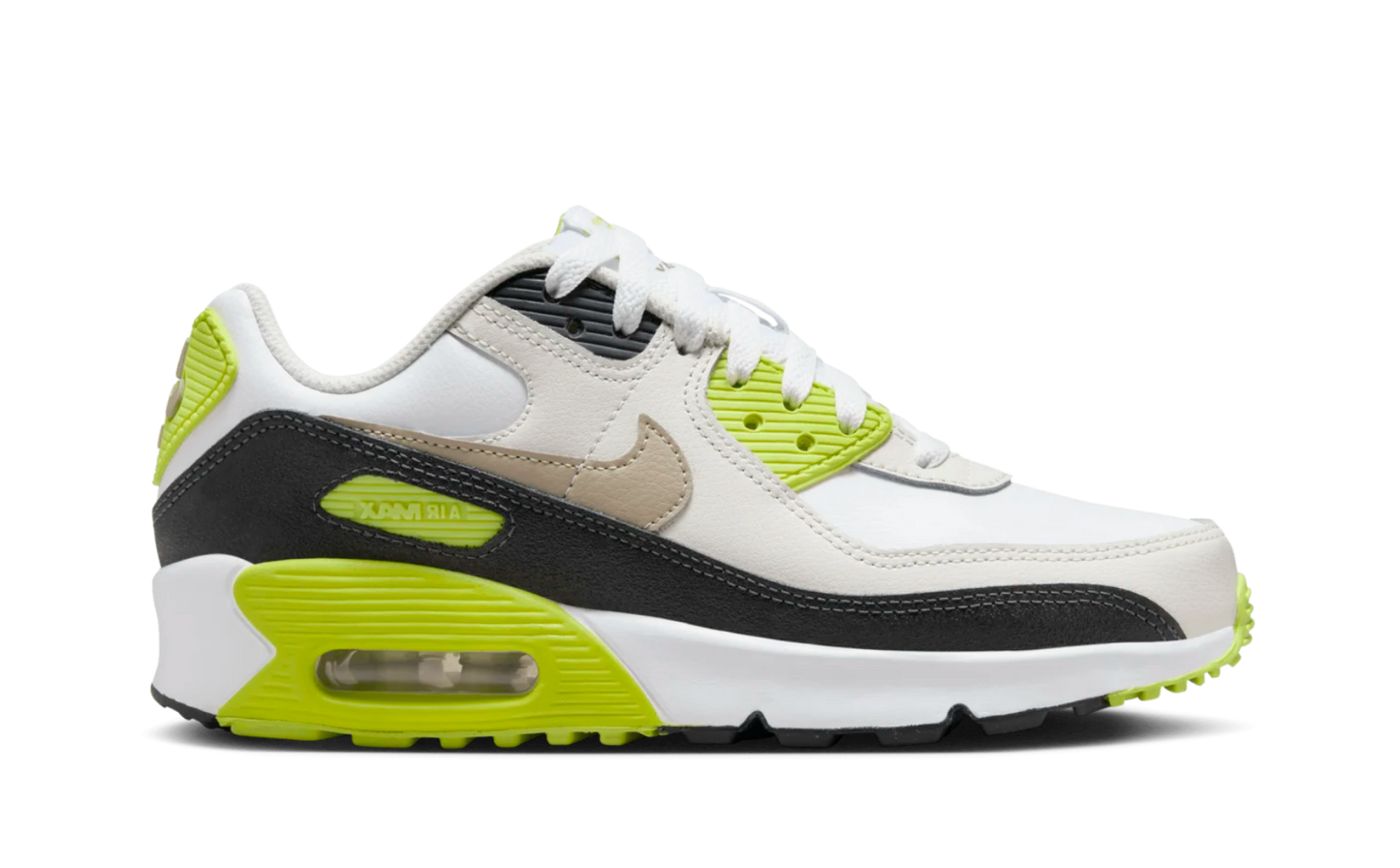 Nike Air Max 90 White Cyber Dark Smoke Grey Khaki (GS)