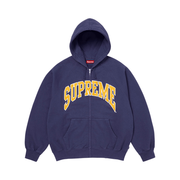 Supreme Cracked Raglan Zip Up Hooded Sweatshirt 'Washed Navy'