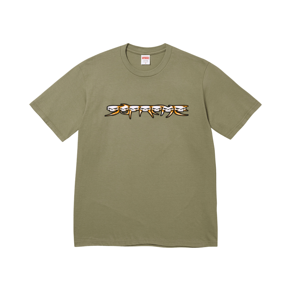 Supreme Skulls Spellout Tee 'Light Olive'