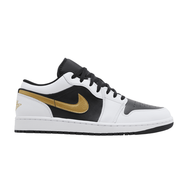 Jordan 1 Low White Black Metallic Gold Swoosh