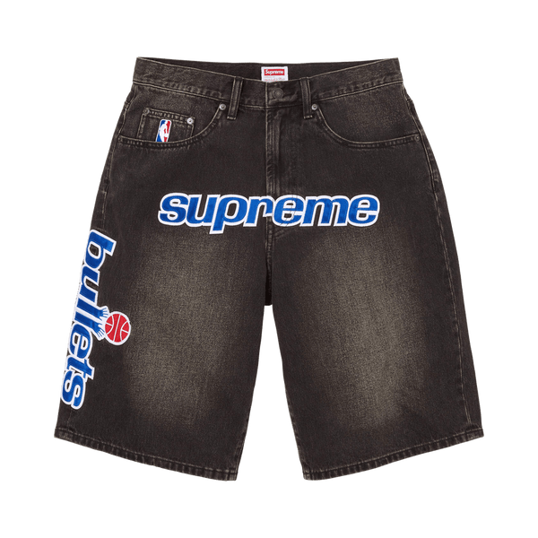 Supreme x Mitchell & Ness Washington Bullets Baggy Denim Short 'Washed Black'
