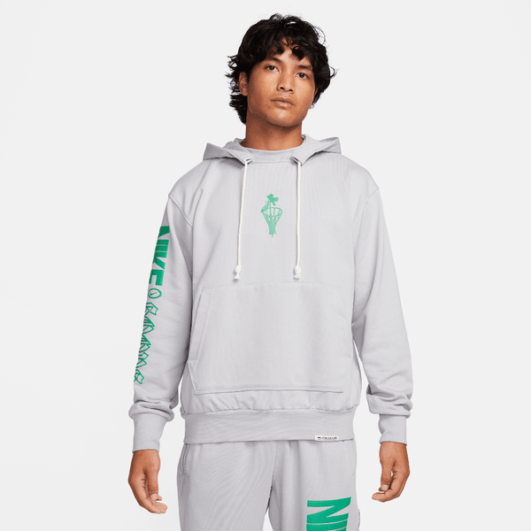 Nike Standard Issue Men's Dri-FIT Pullover Hoodie Wolf Grey/Stadium Green