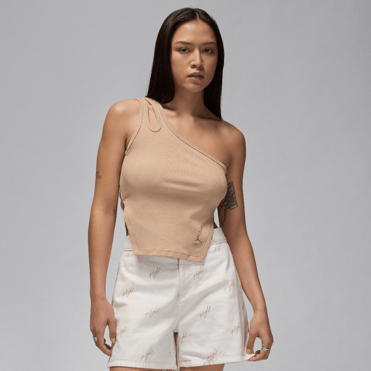 Jordan Women's Asymmetrical Ribbed Tank Legend Medium Brown