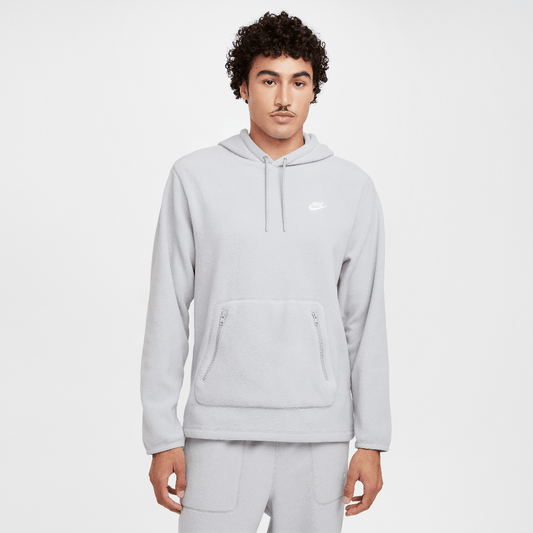 Nike Club Men's Winterized Pullover Hoodie Light Smoke Grey/Pure/White