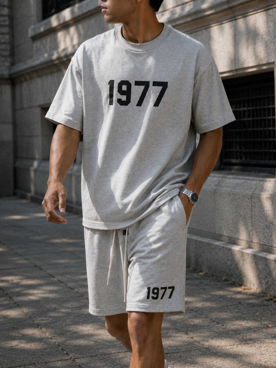 Fear Of God Essentials 1977 'Grey Dark Oatmeal' summer set