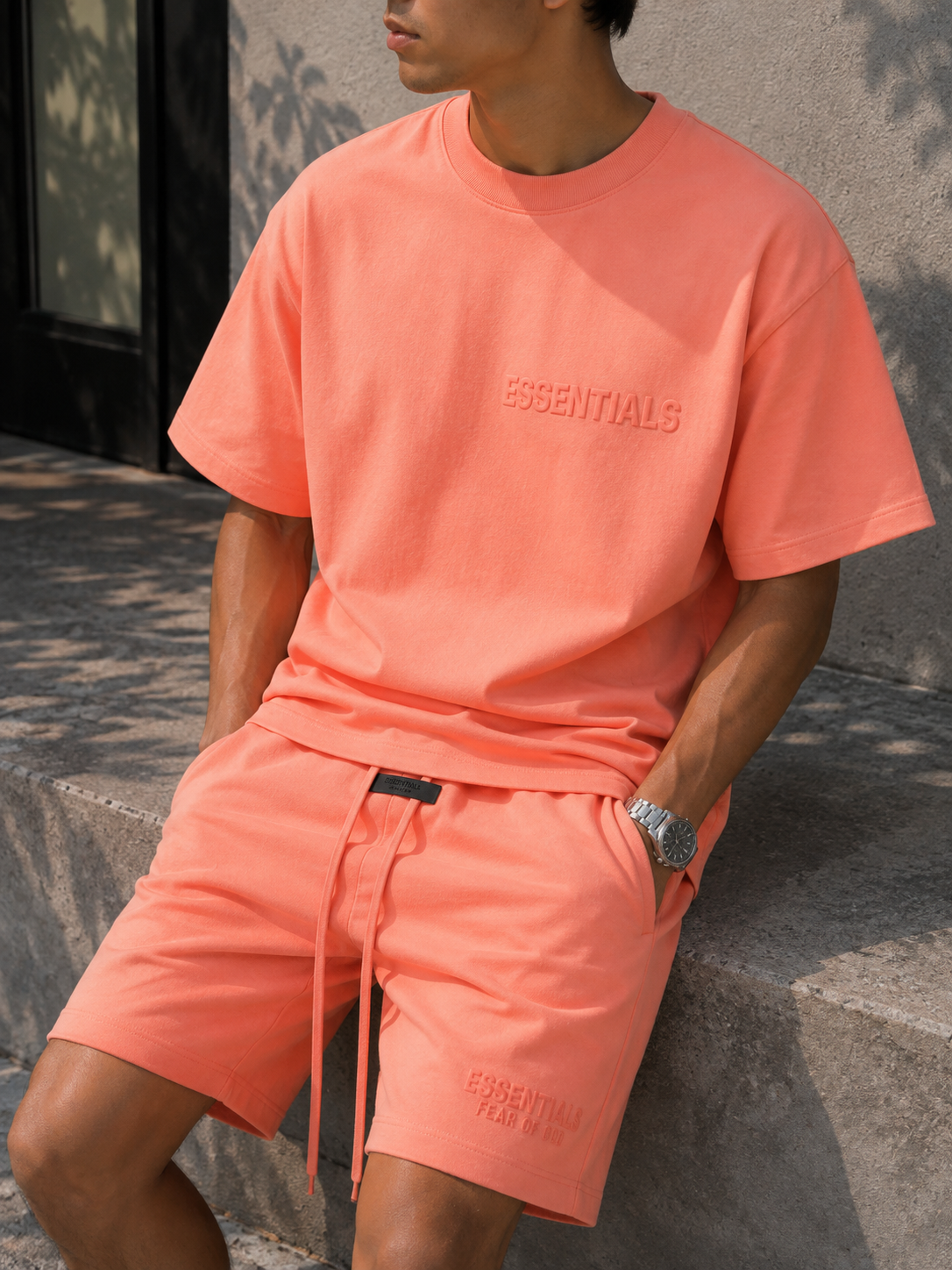 Fear of God Essentials 'Coral' summer set