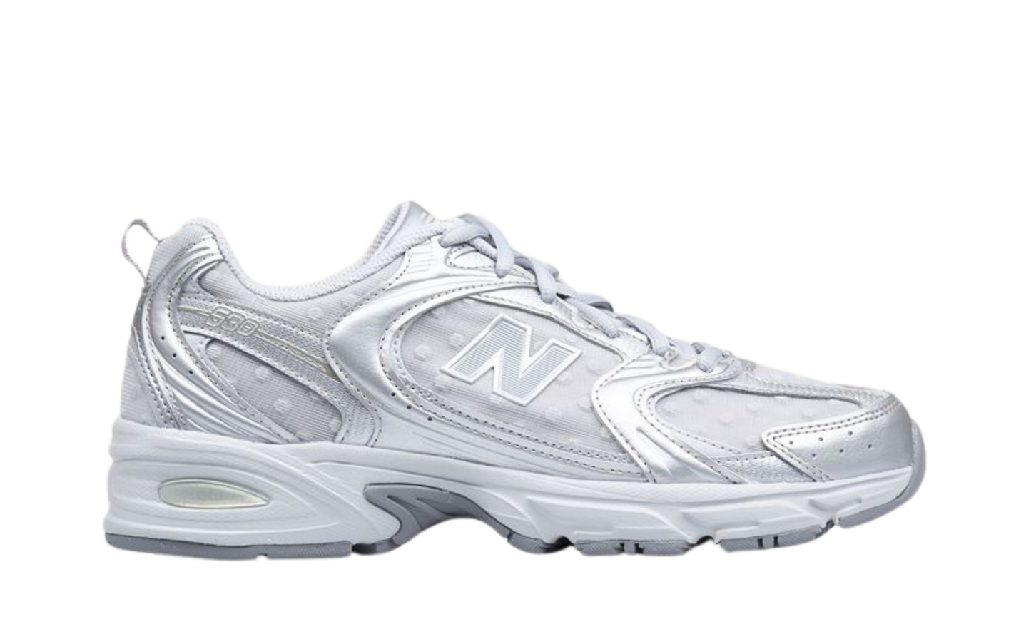 New Balance 530 Silver Metallic Raincloud Polka Dots
