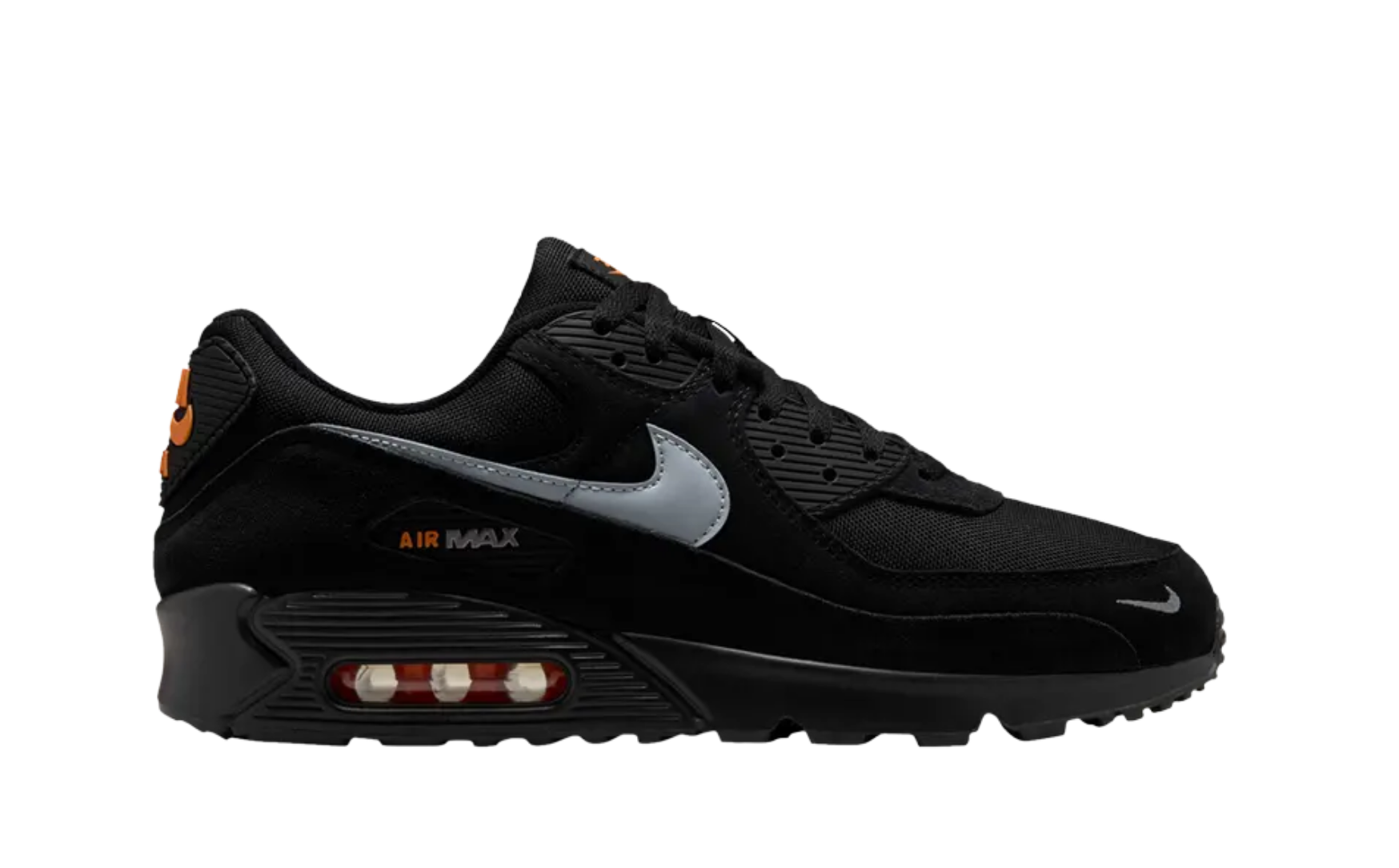 Nike Air Max 90 Black Metallic Cool Grey Orange