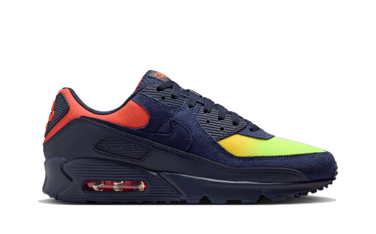 Nike Air Max 90 Blackened Blue Lemon Venom Hyper Crimson Gradient