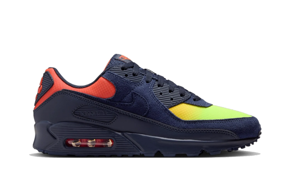 Nike Air Max 90 Blackened Blue Lemon Venom Hyper Crimson Gradient
