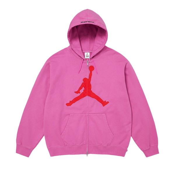 Supreme x Jordan Zip Up Hooded Sweatshirt 'Pink'