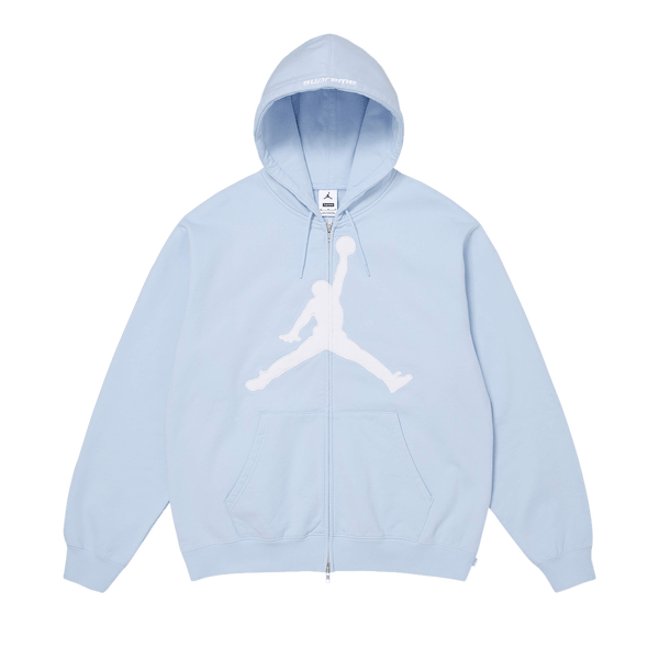 Supreme x Jordan Zip Up Hooded Sweatshirt 'Light Blue'