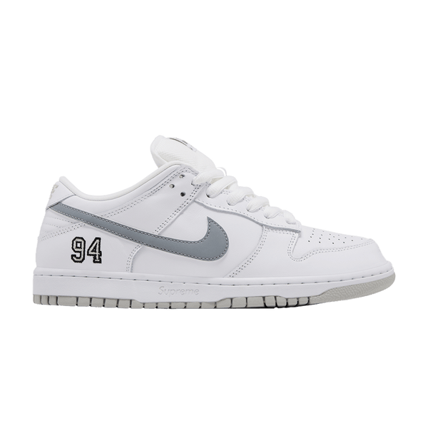 Nike SB Dunk Low Supreme 94 White Metallic Silver