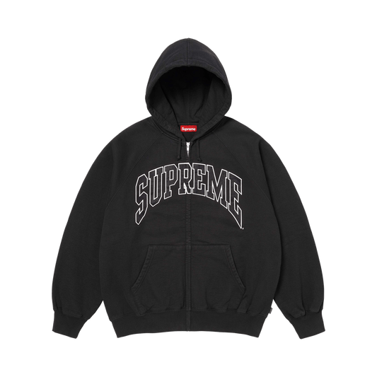 Supreme Cracked Raglan Zip Up Hooded Sweatshirt 'Black'