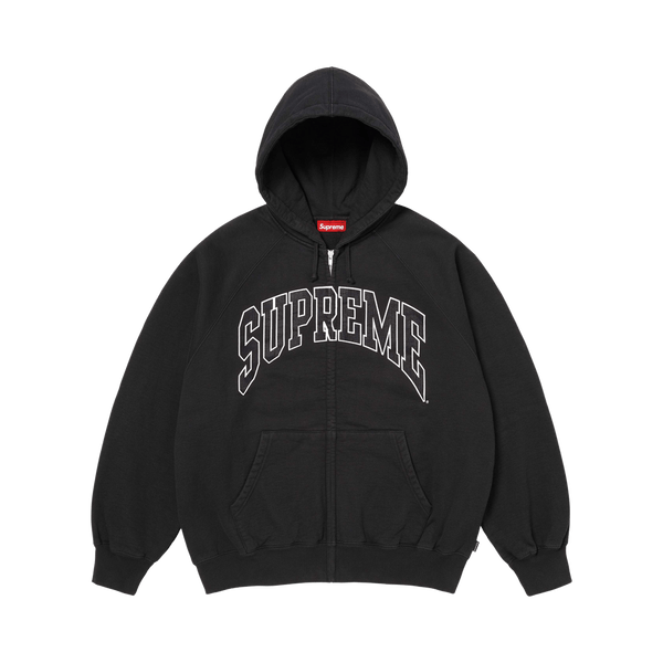 Supreme Cracked Raglan Zip Up Hooded Sweatshirt 'Black'