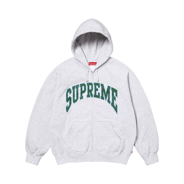 Supreme Cracked Raglan Zip Up Hooded Sweatshirt 'Ash Grey'