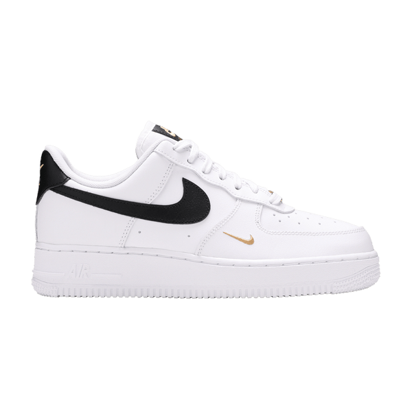 Nike Air Force 1 Low '07 Essential White Black Gold Mini Swoosh (Women's)