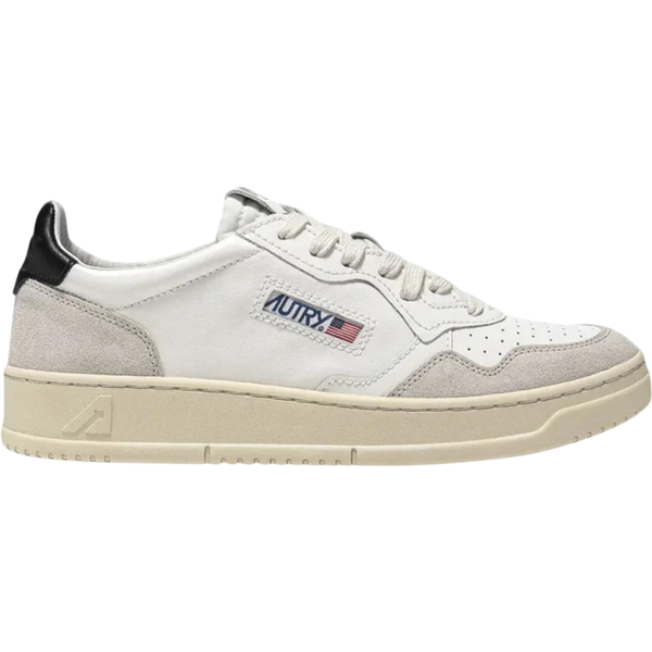 Autry Medalist Leather Low White Black Beige (Women's)