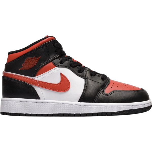 Nike Air Jordan 1 Mid Bred Toe Black Fire Red White (GS)