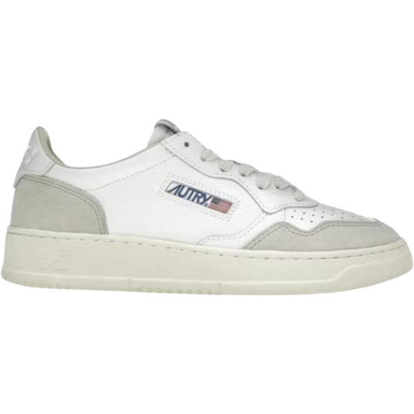 Autry Medalist Leather Low White Beige Suede (Women's)